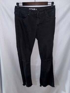 Monkey Ride Jeans Black Distressed Raw Hem Size 13